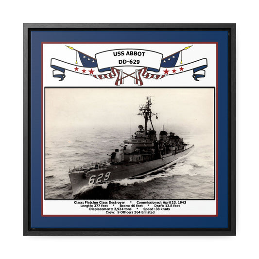 USS Abbot DD-629 Navy Floating Frame Photo Front View
