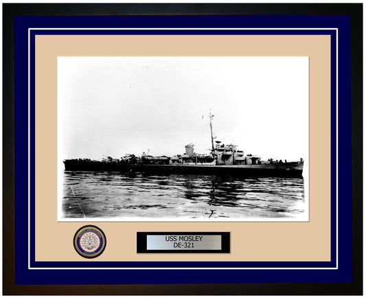 USS Mosley DE-321 Framed Navy Ship Photo Blue