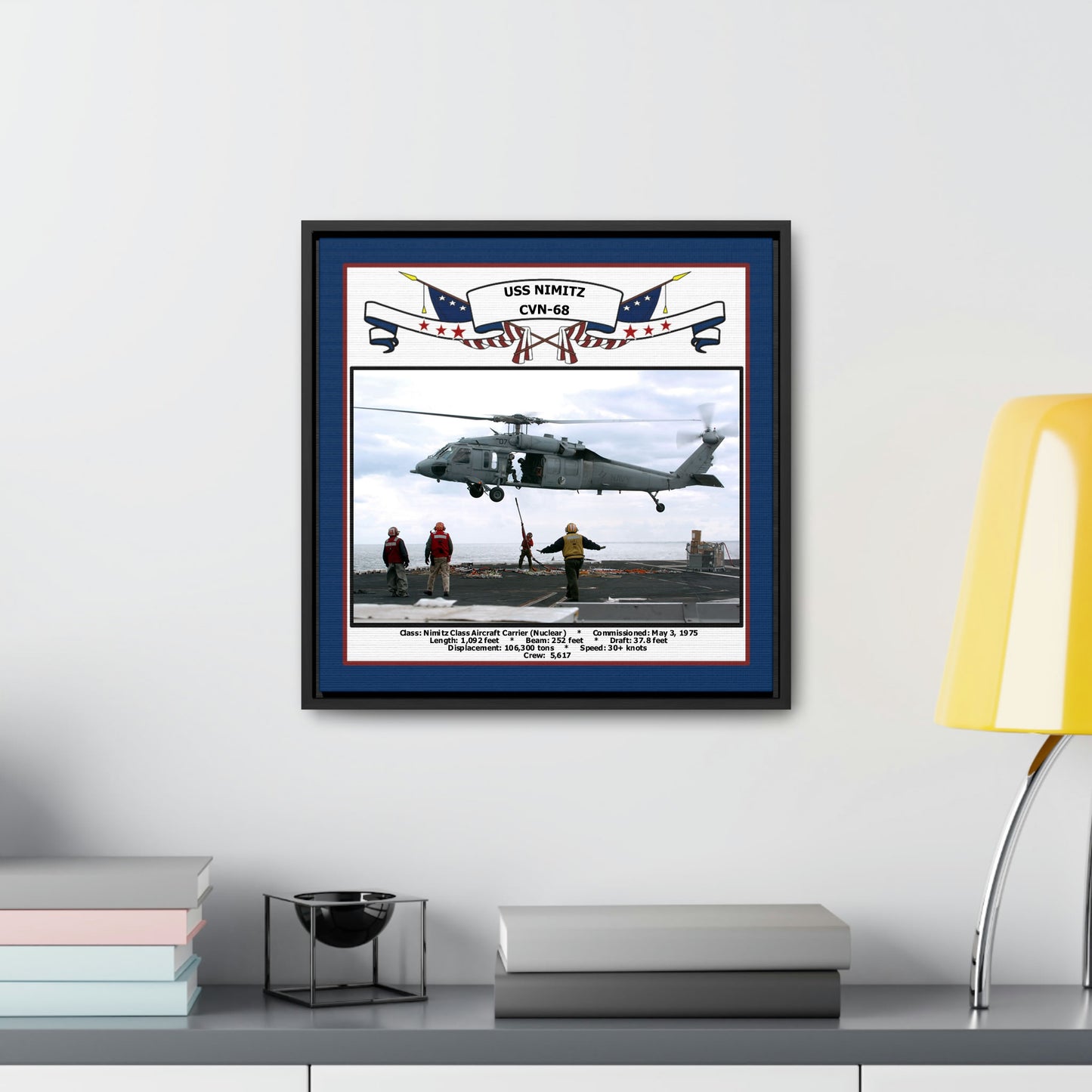 USS Nimitz CVN-68 Navy Floating Frame Photo Desk View