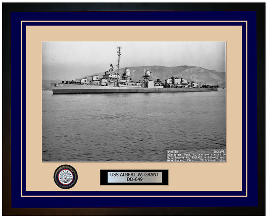 USS ALBERT W. GRANT DD-649 Framed Navy Ship Photo Blue