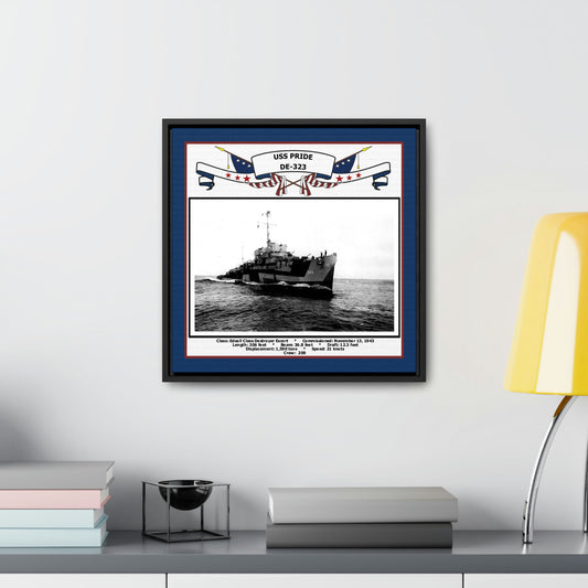 USS Pride DE-323 Navy Floating Frame Photo Desk View