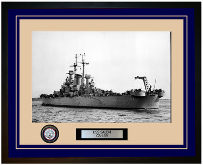 USS SALEM CA-139 Framed Navy Ship Photo Blue
