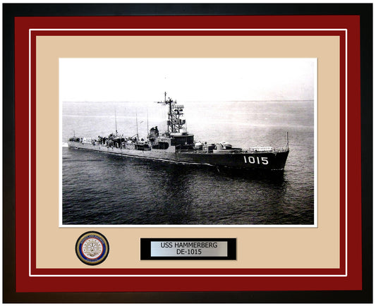 USS Hammerberg DE-1015 Framed Navy Ship Photo Burgundy