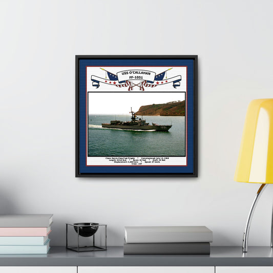 USS O'Callahan FF-1051 Navy Floating Frame Photo Desk View