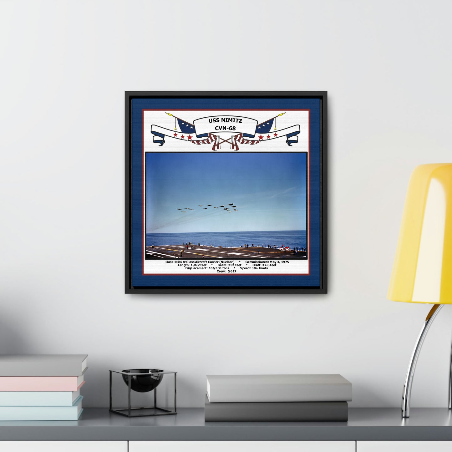 USS Nimitz CVN-68 Navy Floating Frame Photo Desk View