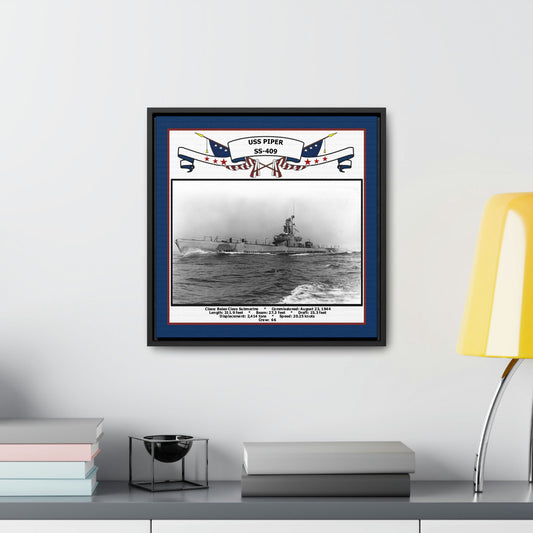 USS Piper SS-409 Navy Floating Frame Photo Desk View