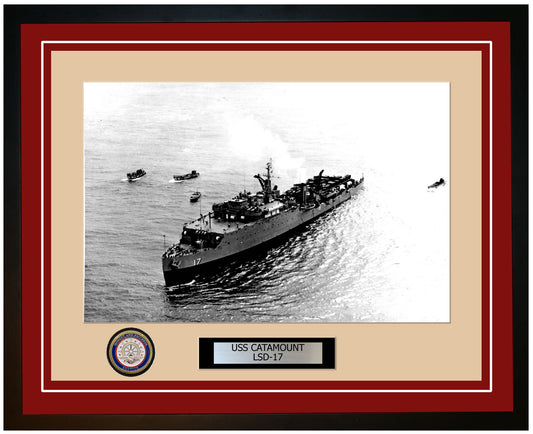 USS Catamount LSD-17 Framed Navy Ship Photo Burgundy