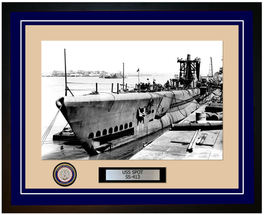 USS Spot SS-413 Framed Navy Ship Photo Blue