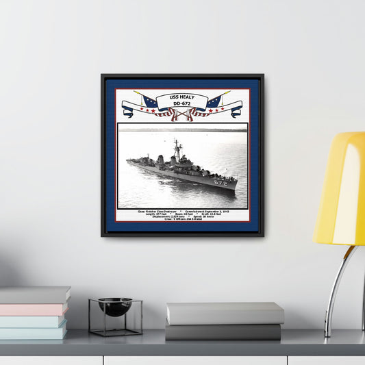 USS Healy DD-672 Navy Floating Frame Photo Desk View