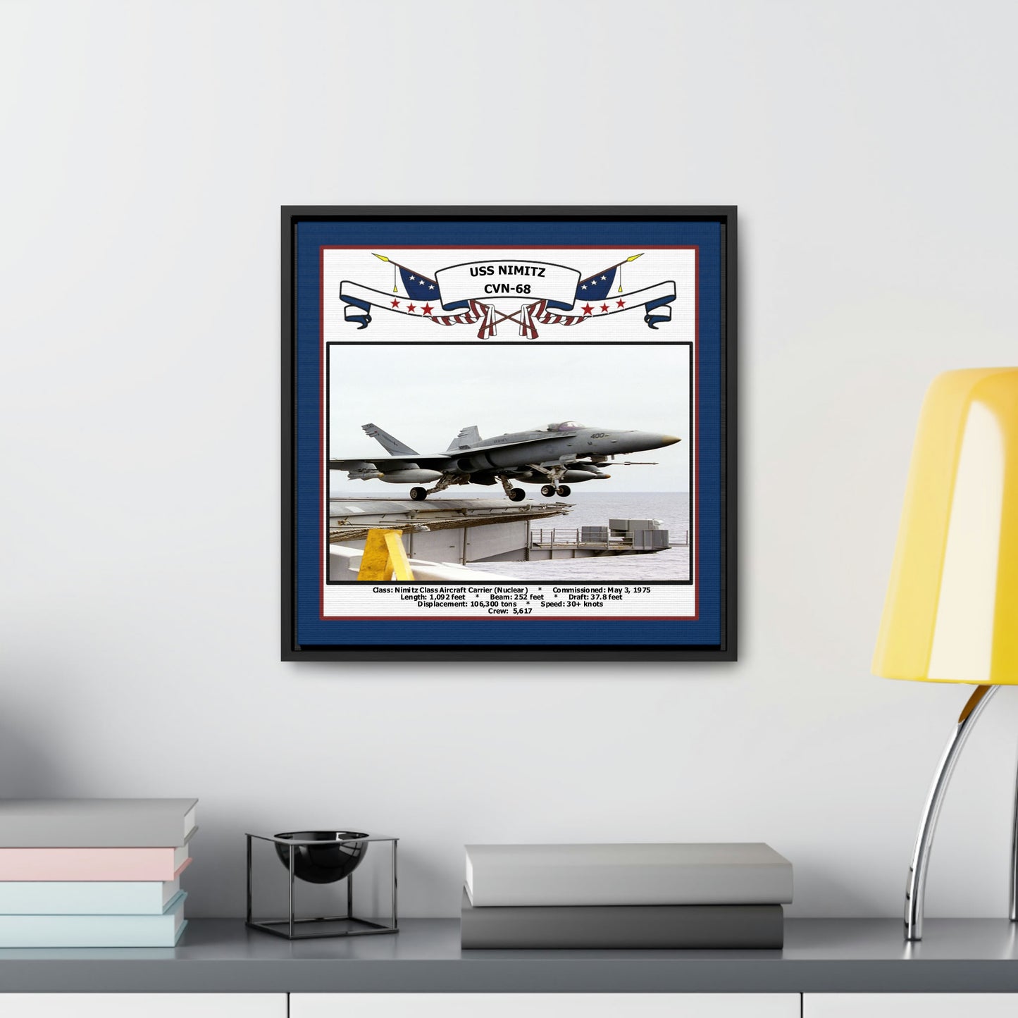 USS Nimitz CVN-68 Navy Floating Frame Photo Desk View