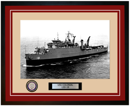 USS Colonial LSD-18 Framed Navy Ship Photo Burgundy