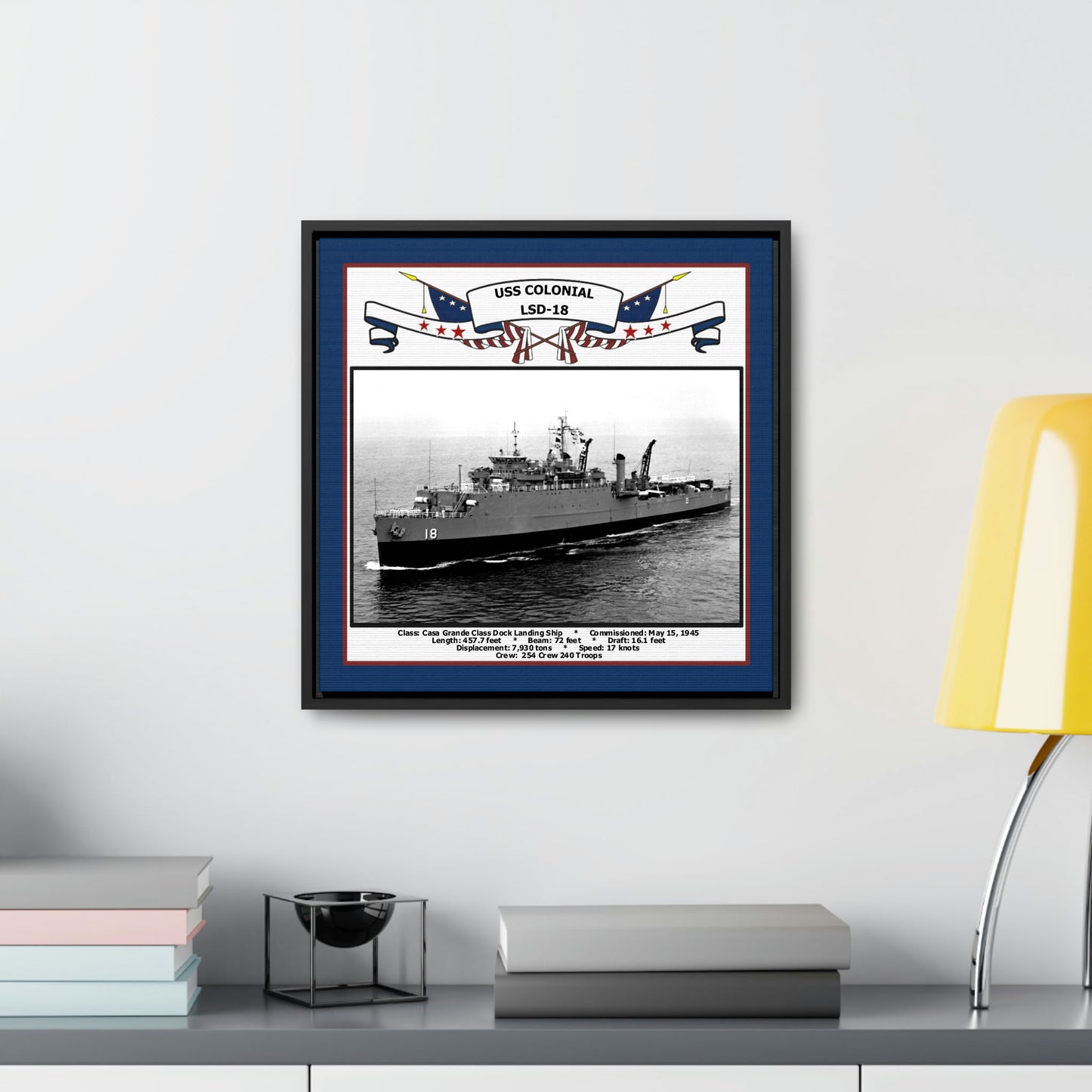 USS Colonial LSD-18 Navy Floating Frame Photo Desk View