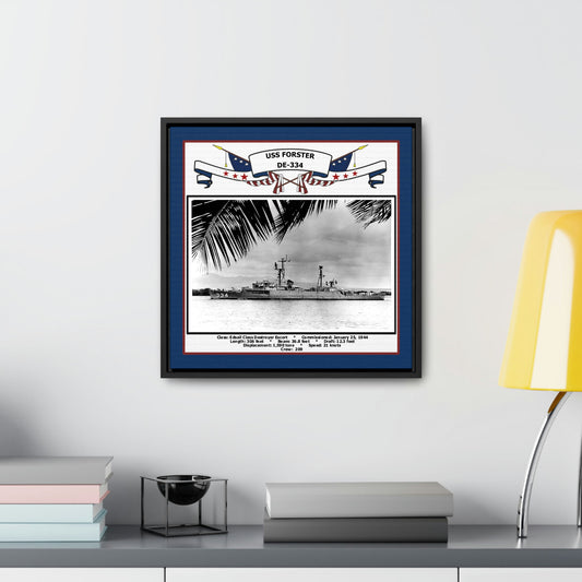 USS Forster DE-334 Navy Floating Frame Photo Desk View