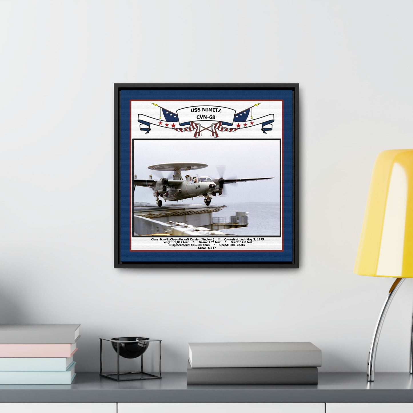 USS Nimitz CVN-68 Navy Floating Frame Photo Desk View