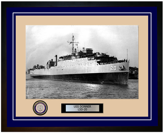 USS Donner LSD-20 Framed Navy Ship Photo Blue