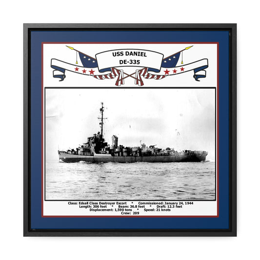USS Daniel DE-335 Navy Floating Frame Photo Front View