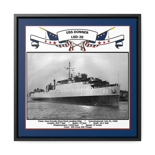 USS Donner LSD-20 Navy Floating Frame Photo Front View