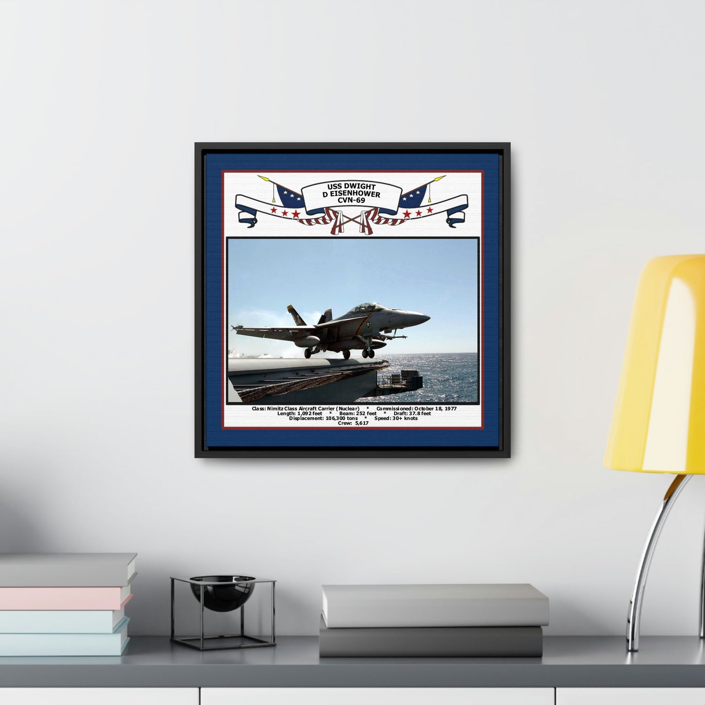USS Dwight D Eisenhower CVN-69 Navy Floating Frame Photo Desk View