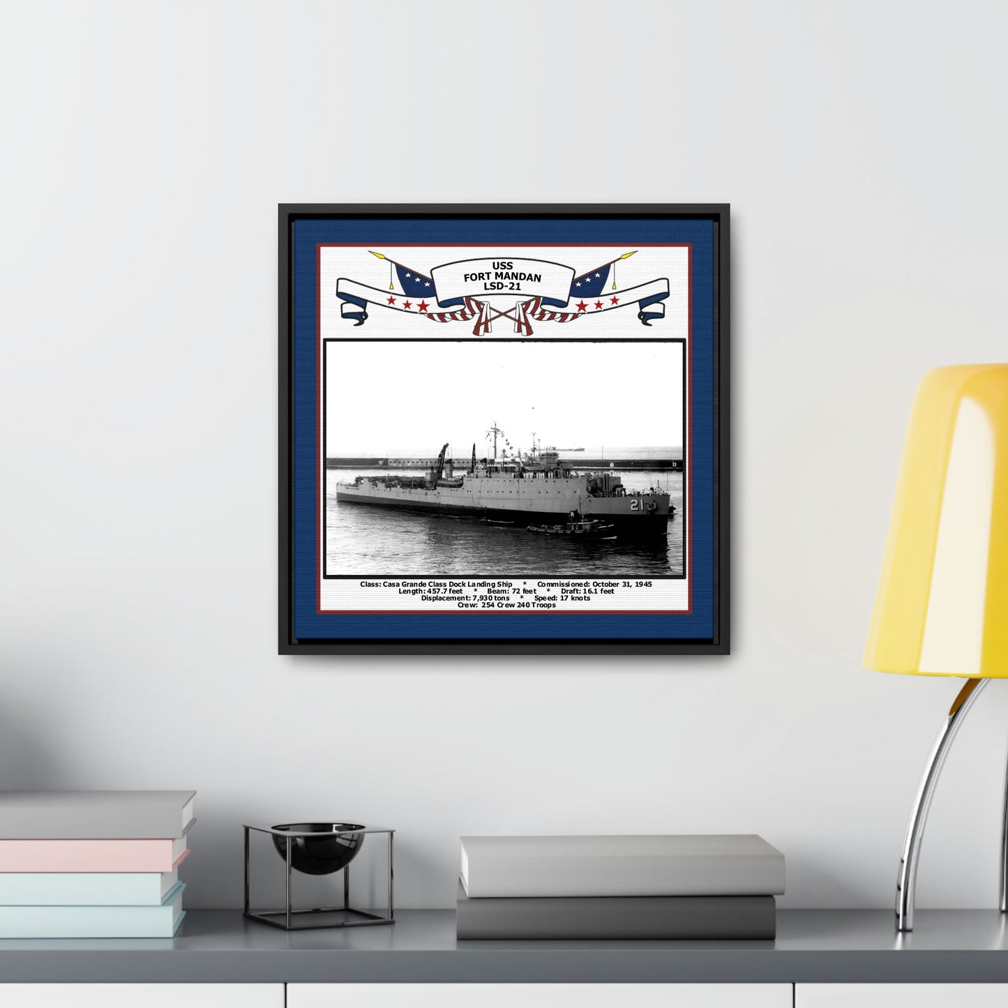 USS Fort Mandan LSD-21 Navy Floating Frame Photo Desk View