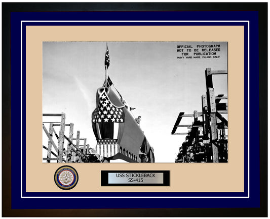 USS Stickleback SS-415 Framed Navy Ship Photo Blue