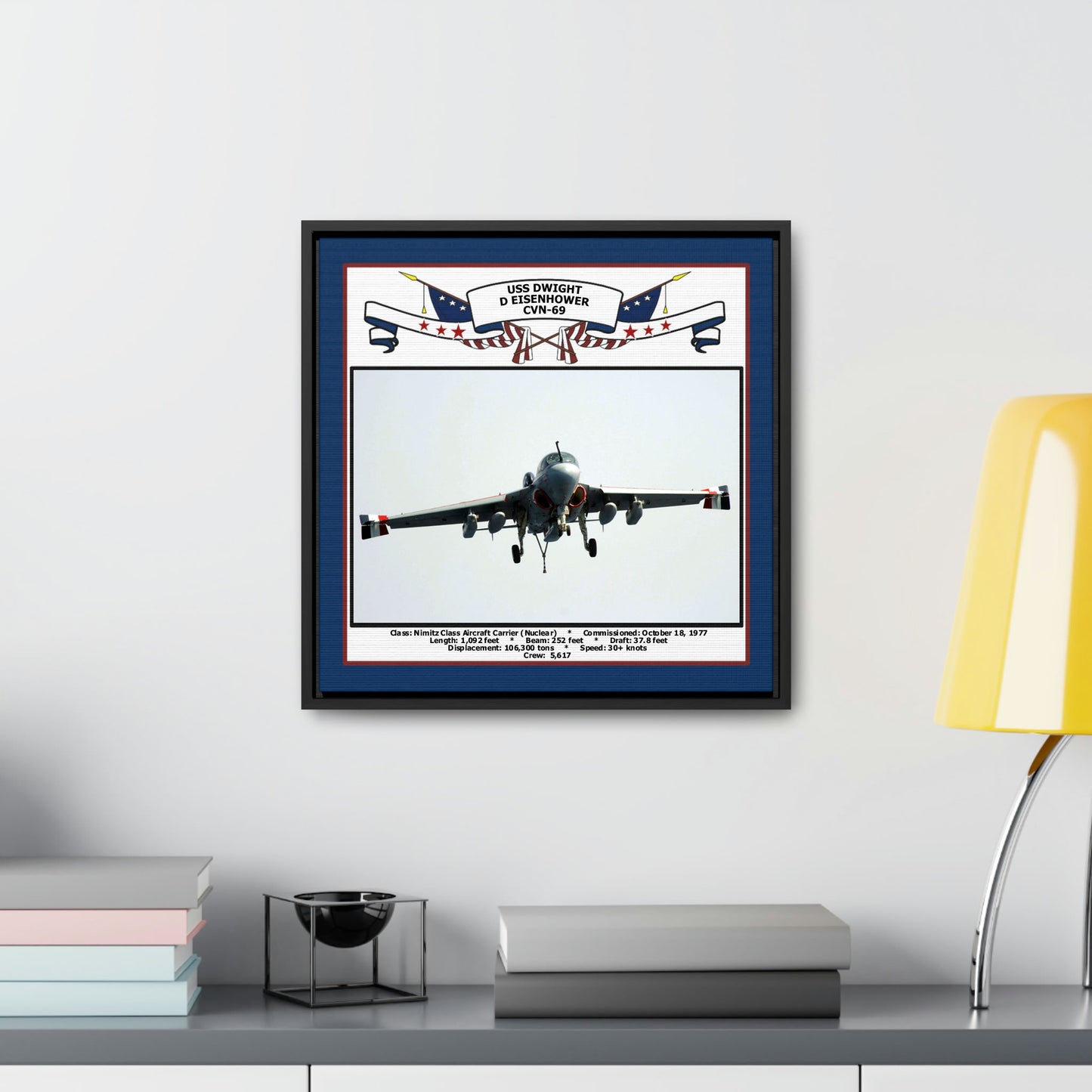 USS Dwight D Eisenhower CVN-69 Navy Floating Frame Photo Desk View