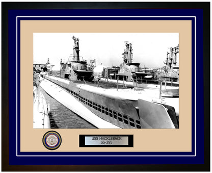 USS Hackleback SS-295 Framed Navy Ship Photo Blue