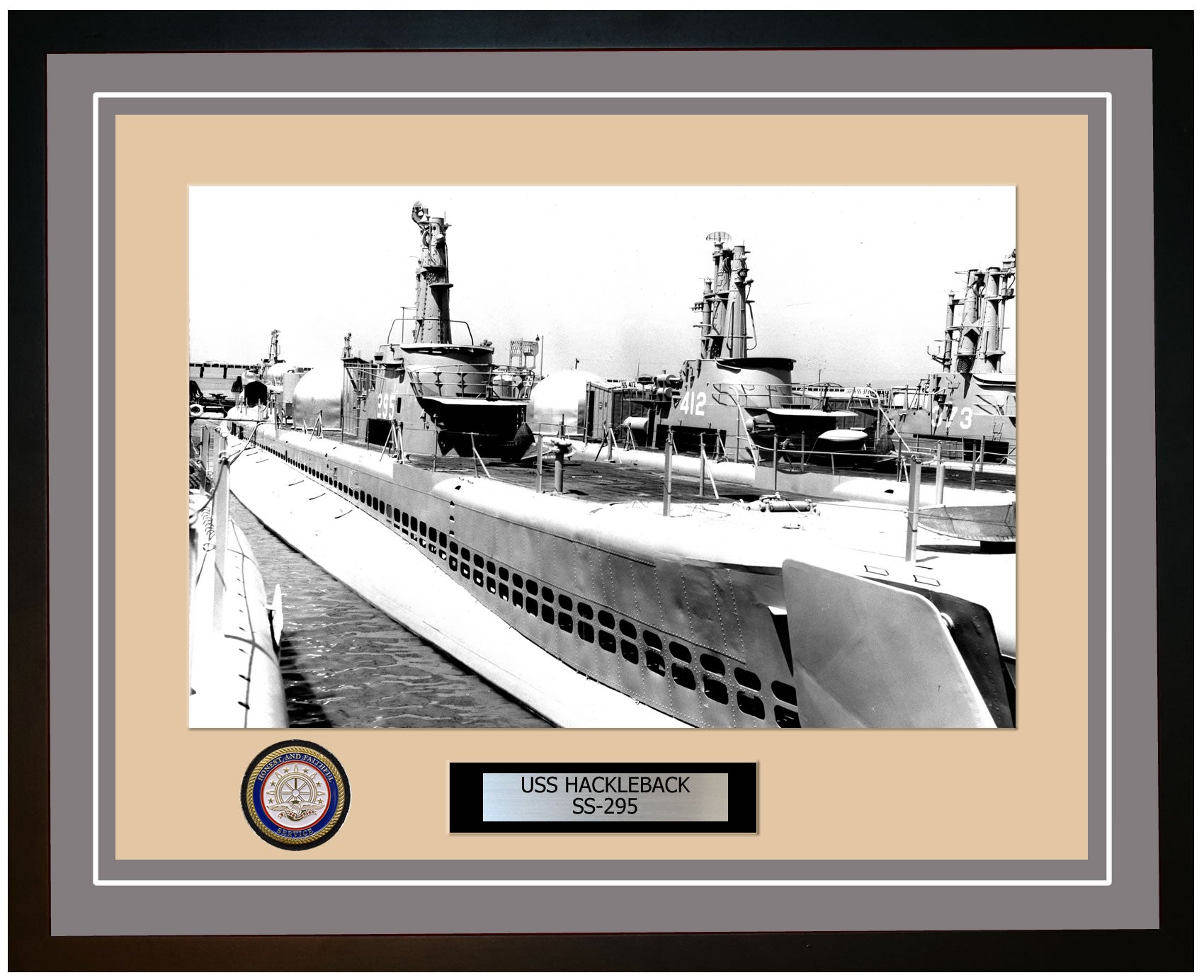 USS Hackleback SS-295 Framed Navy Ship Photo Grey