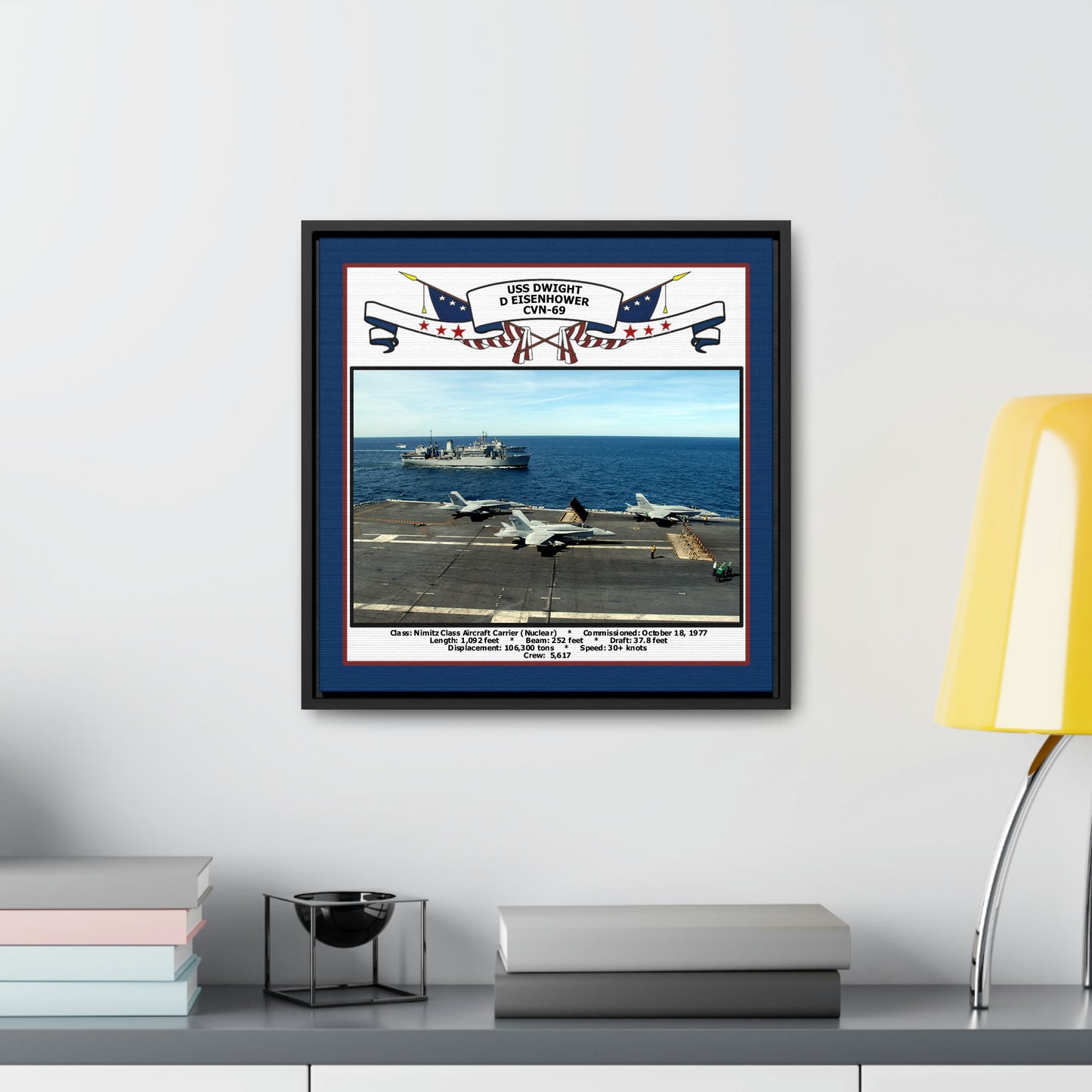 USS Dwight D Eisenhower CVN-69 Navy Floating Frame Photo Desk View