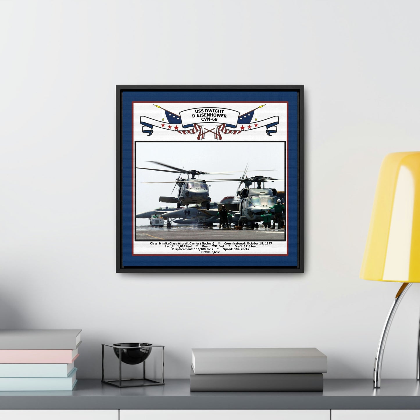 USS Dwight D Eisenhower CVN-69 Navy Floating Frame Photo Desk View