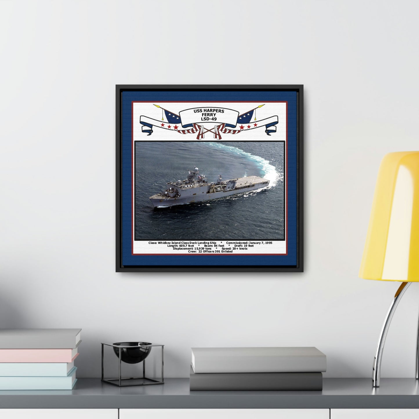 USS Harpers Ferry LSD-49 Navy Floating Frame Photo Desk View