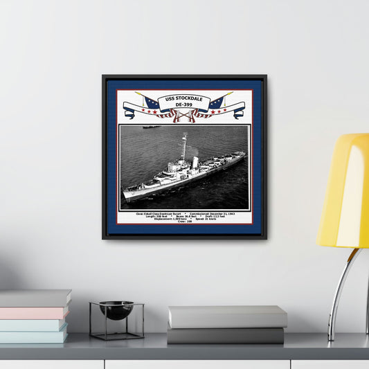 USS Stockdale DE-399 Navy Floating Frame Photo Desk View