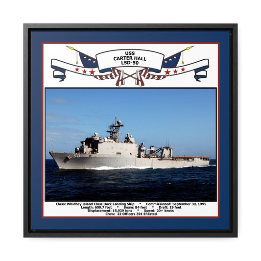 USS Carter Hall LSD-50 Navy Floating Frame Photo Front View