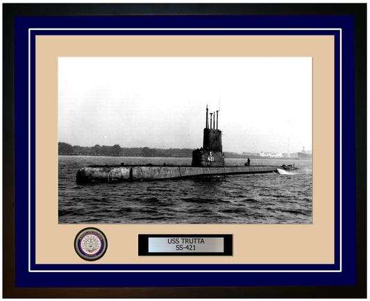 USS Trutta SS-421 Framed Navy Ship Photo Blue