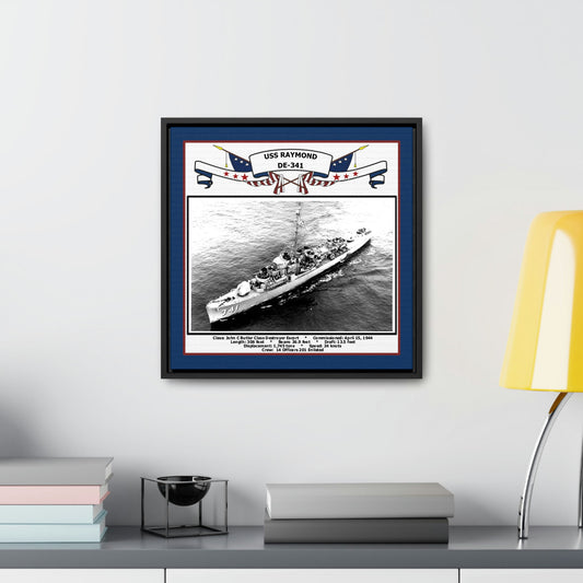 USS Raymond DE-341 Navy Floating Frame Photo Desk View