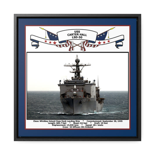 USS Carter Hall LSD-50 Navy Floating Frame Photo Front View