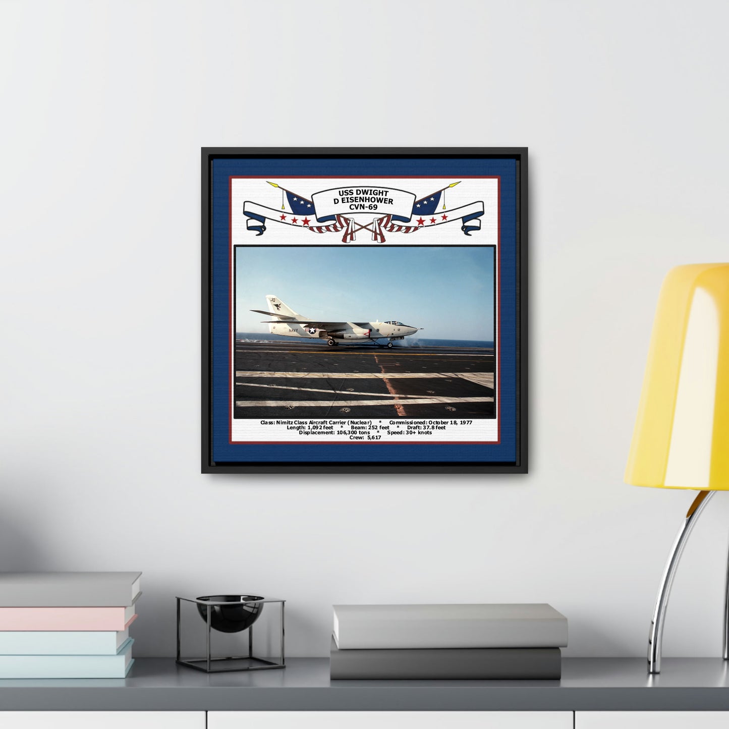USS Dwight D Eisenhower CVN-69 Navy Floating Frame Photo Desk View