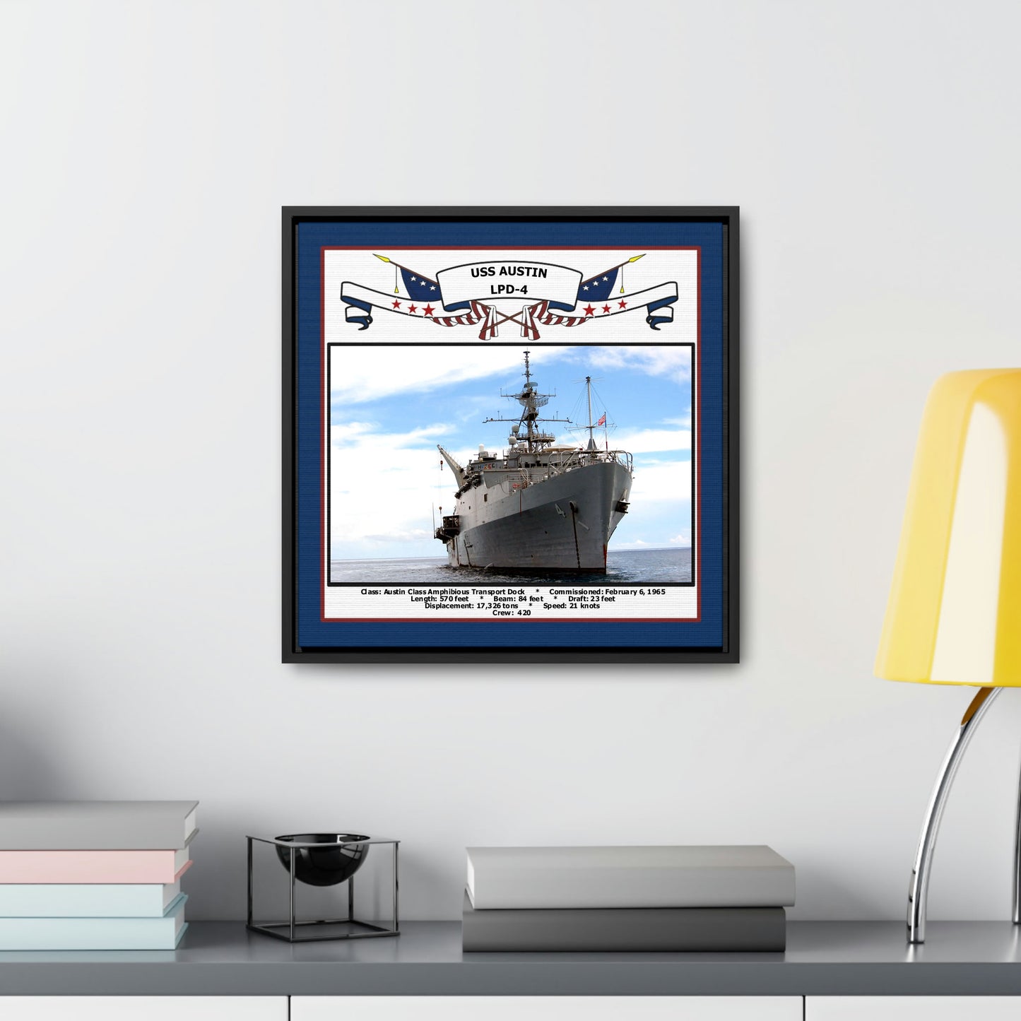 USS Austin LPD-4 Navy Floating Frame Photo Desk View