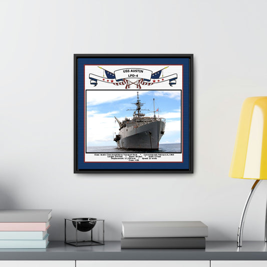 USS Austin LPD-4 Navy Floating Frame Photo Desk View