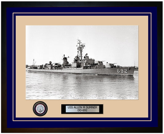 USS ALLEN M SUMNER DD-692 Framed Navy Ship Photo Blue