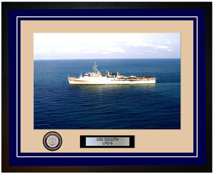 USS Duluth LPD-6 Framed Navy Ship Photo Blue