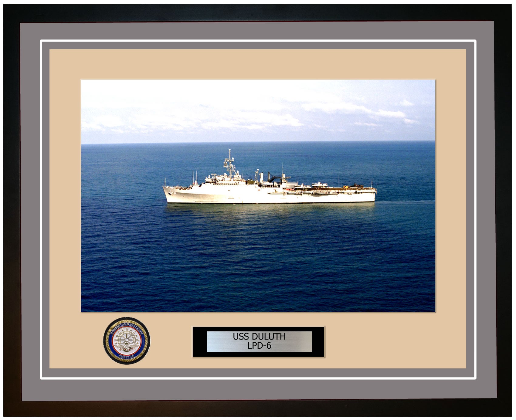USS Duluth LPD-6 Framed Navy Ship Photo Grey