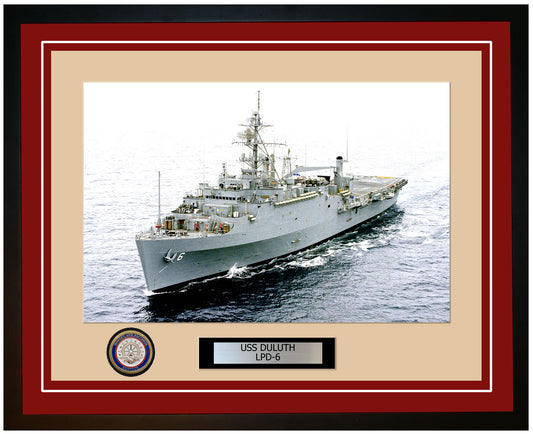 USS Duluth LPD-6 Framed Navy Ship Photo Burgundy