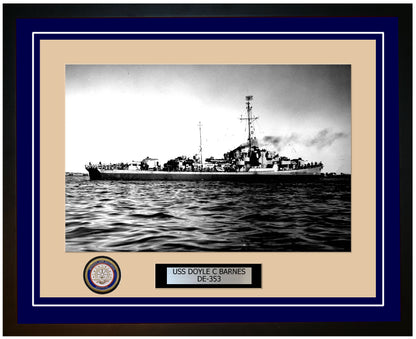 USS Doyle C Barnes DE-353 Framed Navy Ship Photo Blue