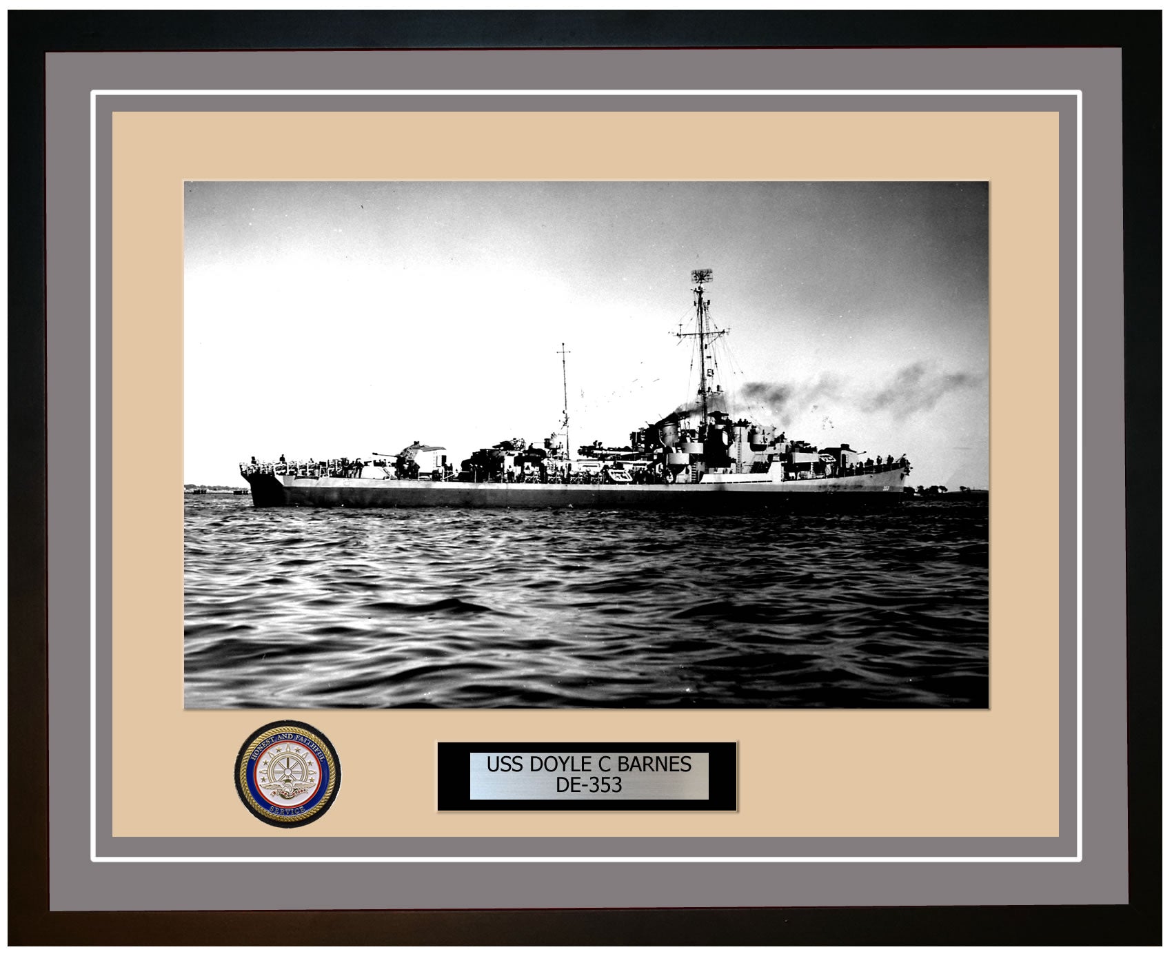 USS Doyle C Barnes DE-353 Framed Navy Ship Photo Grey