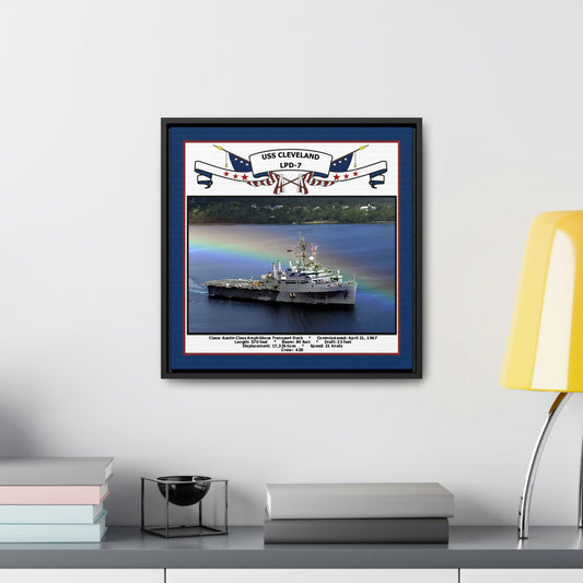 USS Cleveland LPD-7 Navy Floating Frame Photo Desk View