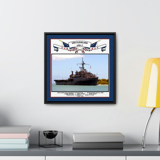 USS Cleveland LPD-7 Navy Floating Frame Photo Desk View