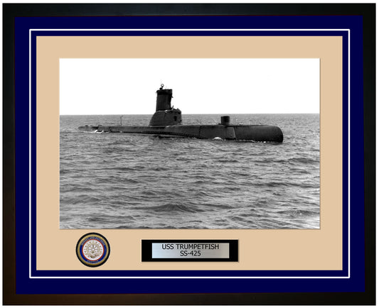 USS Trumpetfish SS-425 Framed Navy Ship Photo Blue