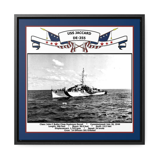 USS Jaccard DE-355 Navy Floating Frame Photo Front View