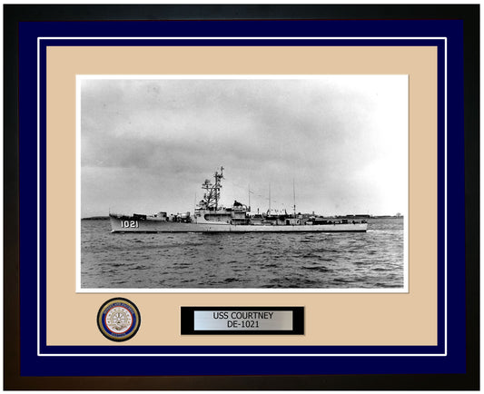 USS Courtney DE-1021 Framed Navy Ship Photo Blue