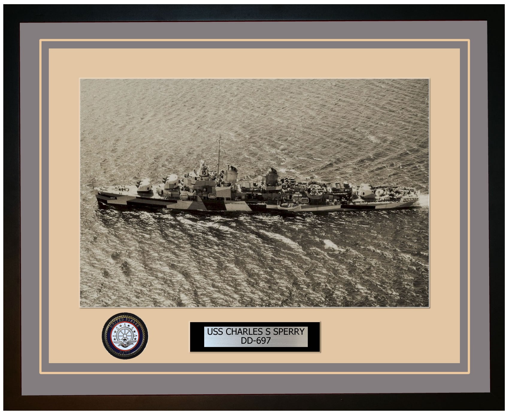 USS CHARLES S SPERRY DD-697 Framed Navy Ship Photo Grey